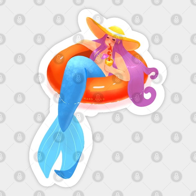 Mermaid on vacation Sticker by Mard_Illus